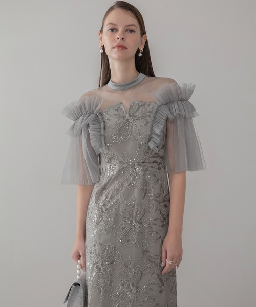 Leja（レジャ） ドレス 「LEJA」チュールフリルショルダーシアーI