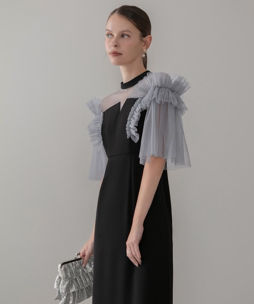 Leja（レジャ） ドレス 「LEJA」チュールフリルショルダーシアーI