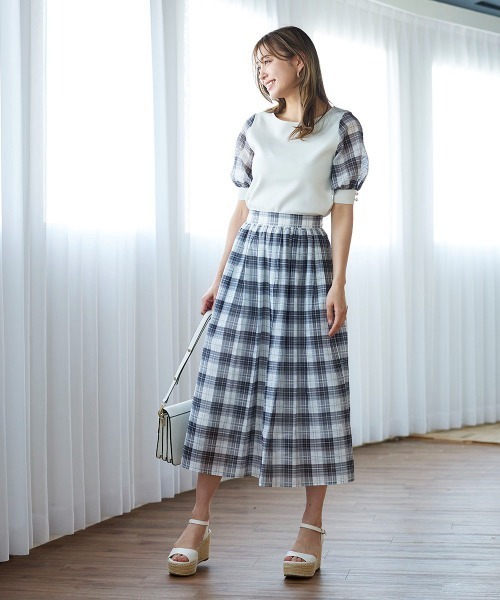 「QUEENS COURT」 半袖ニット M ホワイト レディース_画像6