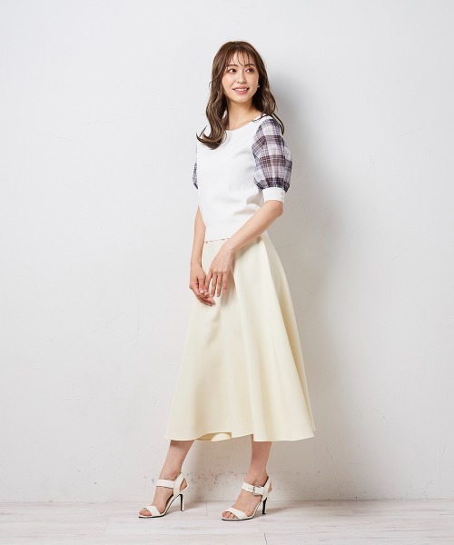 「QUEENS COURT」 半袖ニット M ホワイト レディース_画像9