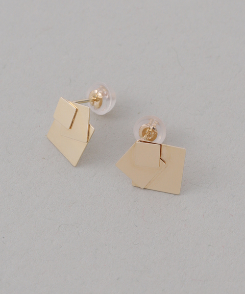 ピアス 3ピーススライドスクエアピス  K10（両耳） レディースの画像