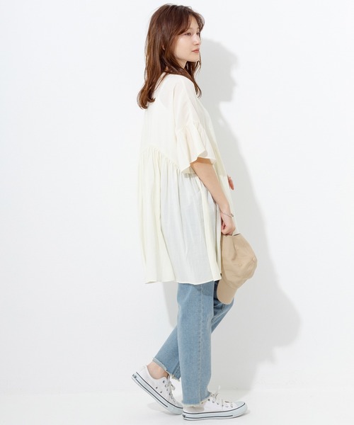 「LAVEANGE」 半袖チュニック 4L ブルー レディース_画像8