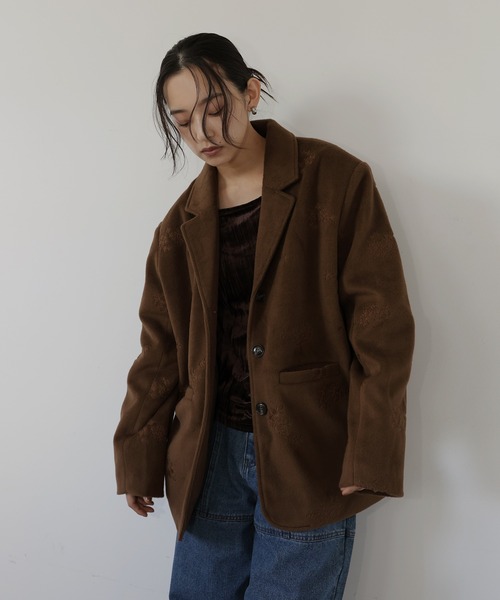 ブラウン テーラードジャケット hellam（ヘラム） ジャケット テーラードジャケット フラワーエン