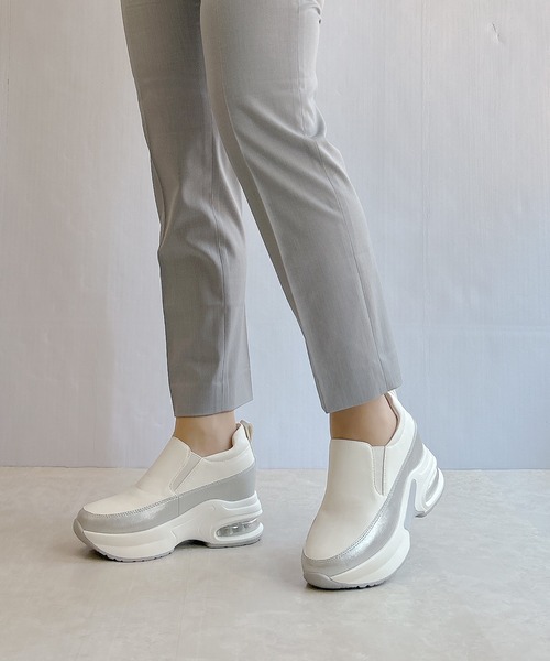 「Noubel Voug Relax」 スリッポン 23cm ホワイト×シルバー レディース_画像5