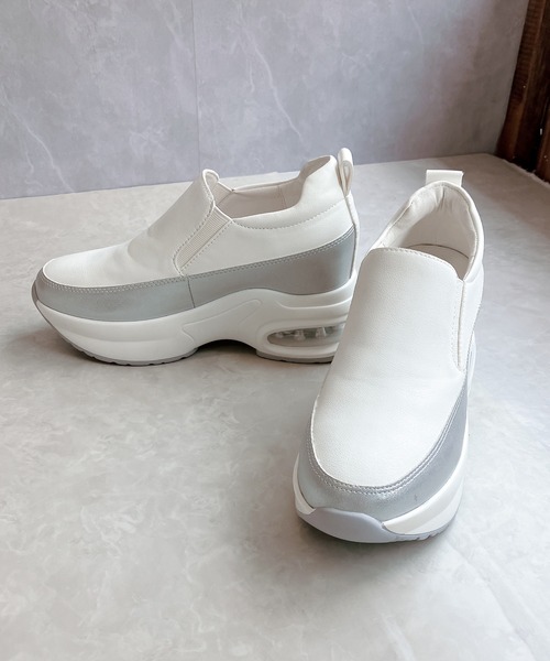 「Noubel Voug Relax」 スリッポン 23cm ホワイト×シルバー レディース_画像8