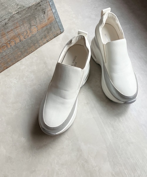 「Noubel Voug Relax」 スリッポン 23cm ホワイト×シルバー レディース_画像9