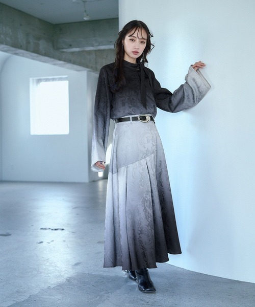 HARE（ハレ） ブラウス シャツ グラデーションジャガードボウタイ