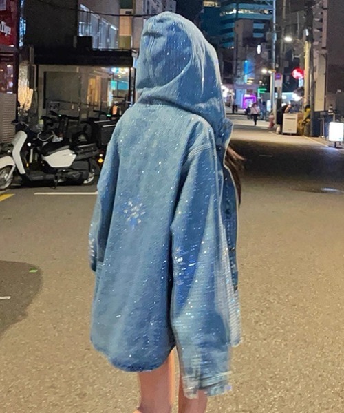 デニム ラインストーン ジャケット ViViDAY デニムジャケット gジャン ラインストーンキラキラデニム