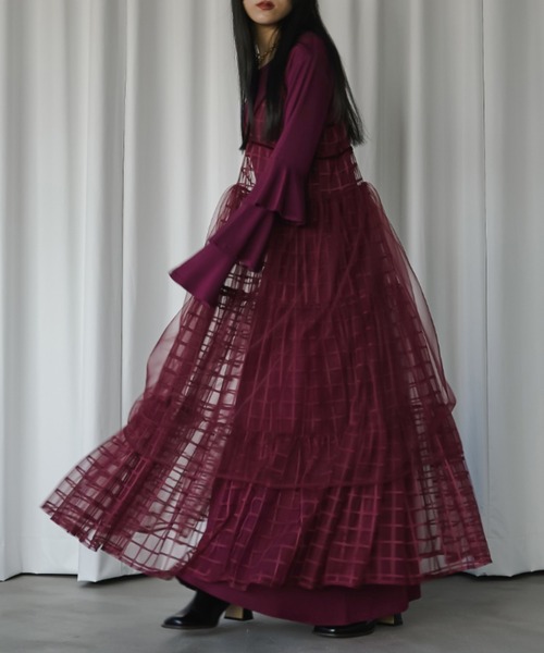 Ezick コンビワンピース FREE ワインレッド レディース : ZOZOTOWN