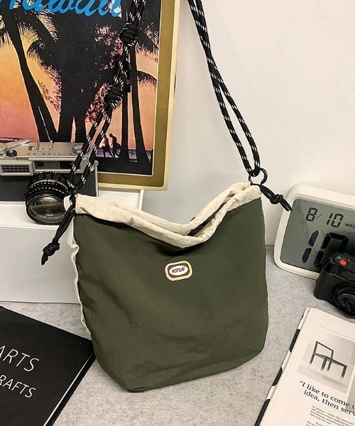 ショルダーバッグ バッグ ワンポイントナイロンロープ巾着ミニ 