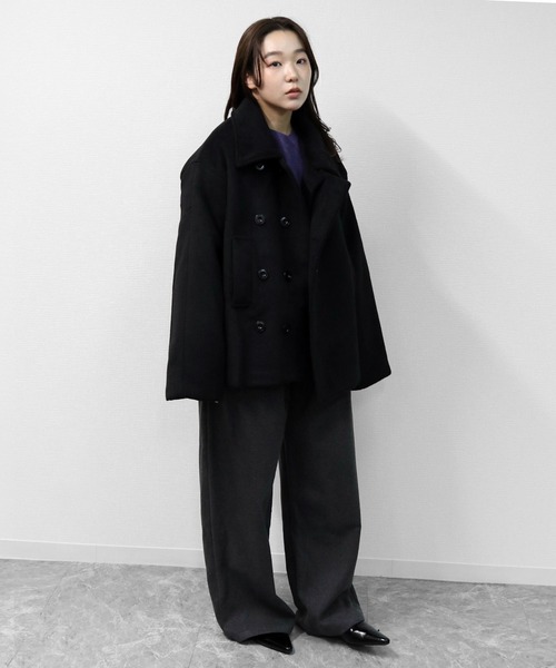 THE CELL. ピーコート pコート フェイクウールダブルコート FAKE WOOL