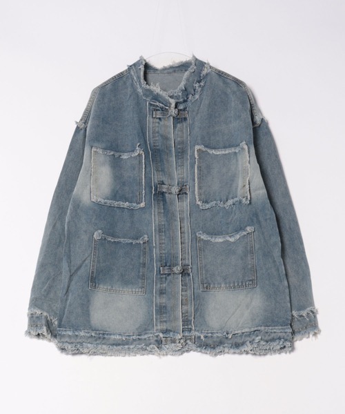 ViViDAY デニムジャケット gジャン デコボタンチャイナ風ビッグ