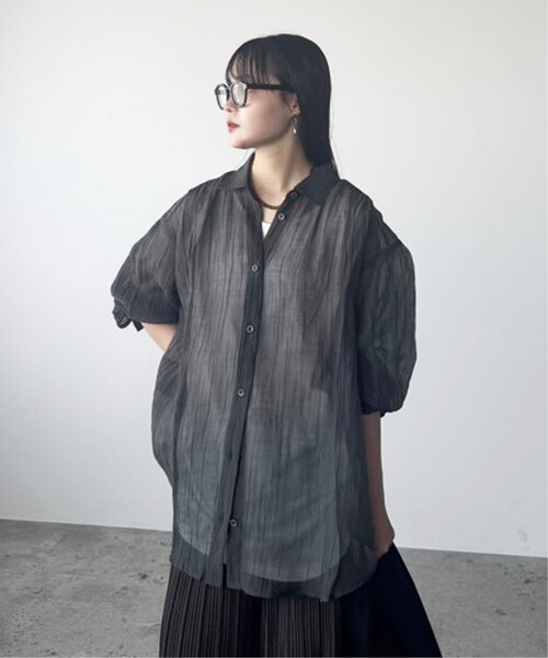 「ikka」 長袖シャツ L チャコールグレー レディース_画像3