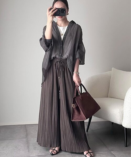 「ikka」 長袖シャツ L チャコールグレー レディース_画像5