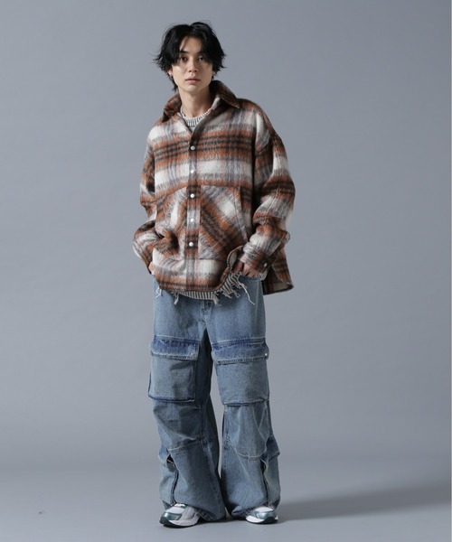 「DANKE SCHON」 長袖シャツ F ブラウン メンズ_画像4