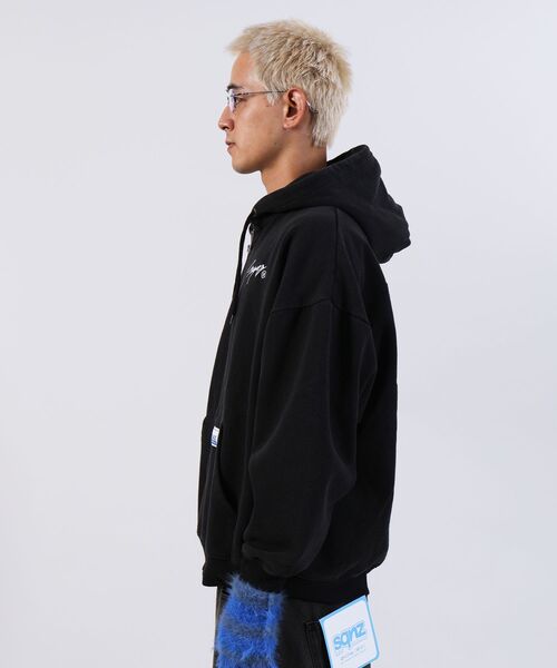「SEQUENZ」 ジップアップパーカー LARGE ブラック メンズ_画像6