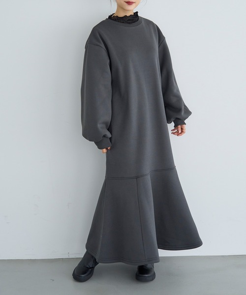 「mil」 長袖ワンピース X-SMALL チャコールグレー レディース_画像4