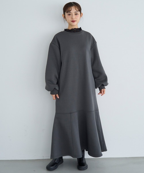 「mil」 長袖ワンピース X-SMALL チャコールグレー レディース_画像8