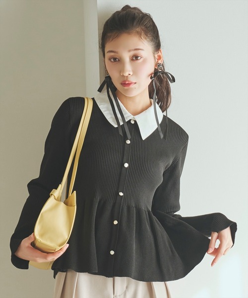 専用Merkuroさん Umii908 45rpmニット襟 コットンダブルコート AND COUTURE（アンドクチュール） ニット セーター シャツ襟付き