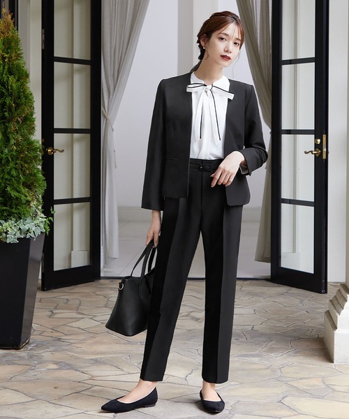 「Flolia」 ノーカラージャケット L モカ レディース_画像4