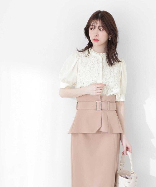 「PROPORTION BODY DRESSING」 半袖ブラウス MEDIUM ベージュ レディース_画像2