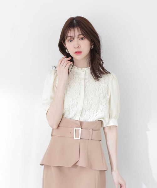 「PROPORTION BODY DRESSING」 半袖ブラウス MEDIUM ベージュ レディース_画像6