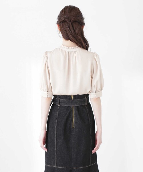 「PROPORTION BODY DRESSING」 半袖ブラウス MEDIUM ベージュ レディース_画像9