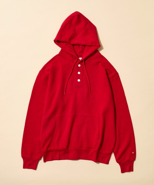 「Healthknit」 プルオーバーパーカー MEDIUM レッド メンズ_画像9