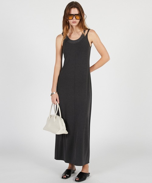 ワンピース ダブルネックカップインキャミワンピ / Double Neck Cup-In Cami Dress