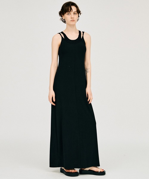 ワンピース ダブルネックカップインキャミワンピ / Double Neck Cup-In Cami Dress