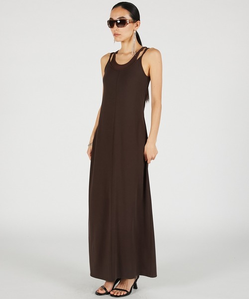 ワンピース ダブルネックカップインキャミワンピ / Double Neck Cup-In Cami Dress