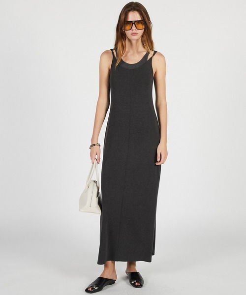 ワンピース ダブルネックカップインキャミワンピ / Double Neck Cup-In Cami Dress