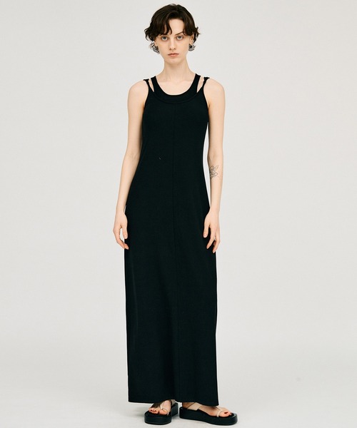 ワンピース ダブルネックカップインキャミワンピ / Double Neck Cup-In Cami Dress
