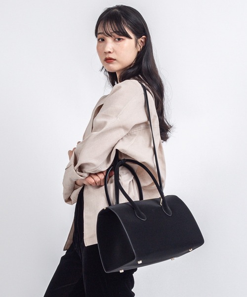 ボストンバッグ 「Maison de Z」スエード本革 2WAY ショルダーバッグ