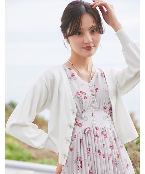 tocco closet（トッコ クローゼット） カーディガン リボンビジュー釦