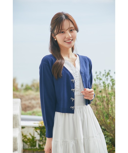 tocco closet（トッコ クローゼット） カーディガン リボンビジュー釦