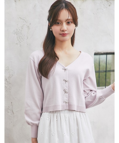 tocco closet（トッコ クローゼット） カーディガン リボンビジュー釦