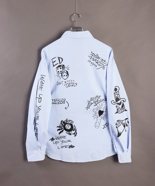 「Ed Hardy」 長袖シャツ L ブラック メンズ_画像5