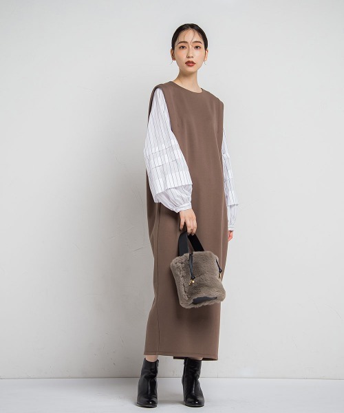 「Droite lautreamont」 長袖ワンピース 2 ブラウン レディース_画像5