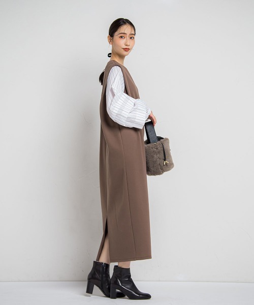 「Droite lautreamont」 長袖ワンピース 2 ブラウン レディース_画像7