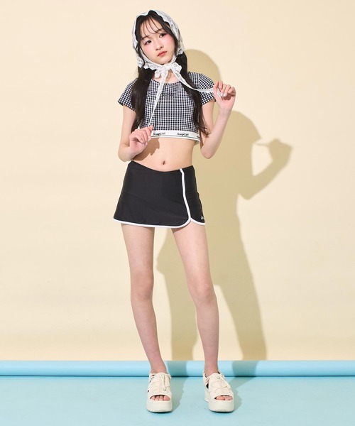 ANAP GiRL（アナップガール） 水着 ギンガム 無地ロゴ 半袖 タンキニ