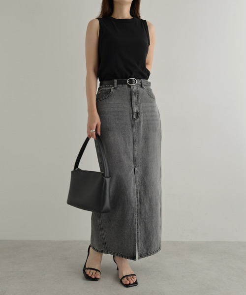 「Freesia by andme」 デニムスカート L ケミカルウォッシュ レディース_画像9
