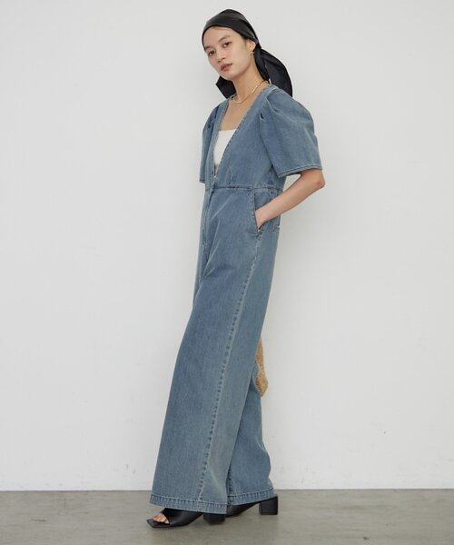 loungedress オールインワン　サロペット　S Loungedress（ラウンジドレス） オールインワン デニムパフ