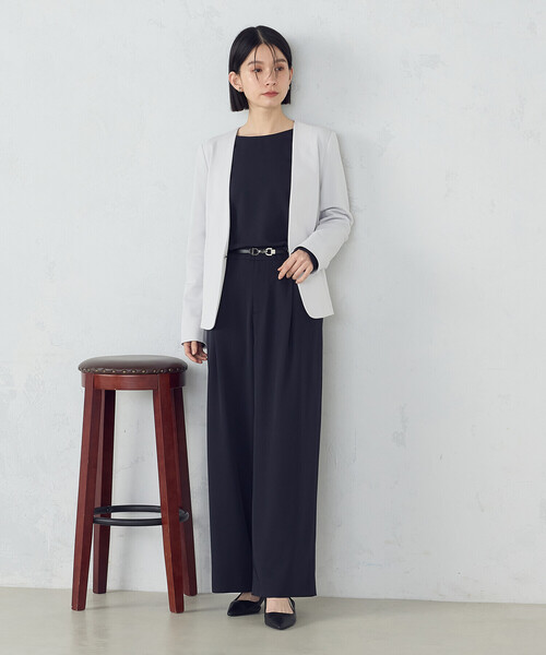 「COMME CA ISM」 ノーカラージャケット X-SMALL ライトグレー レディース_画像2