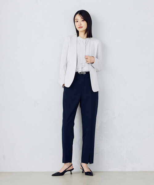 「COMME CA ISM」 ノーカラージャケット X-SMALL ライトグレー レディース_画像3