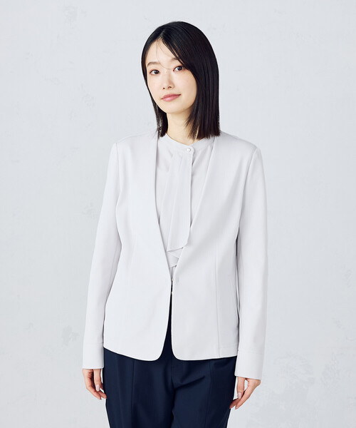 「COMME CA ISM」 ノーカラージャケット X-SMALL ライトグレー レディース_画像5