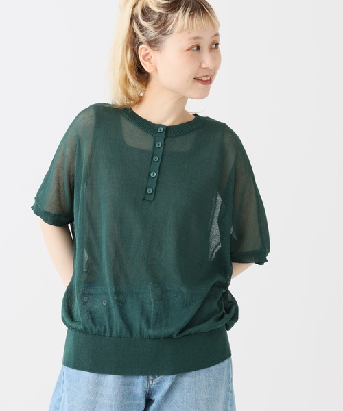 tシャツ 半袖 シアーニットヘンリープルオーバー レディース | ハートマーケット | 06