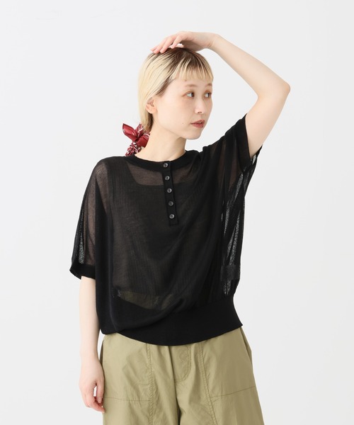 tシャツ 半袖 シアーニットヘンリープルオーバー レディース | ハートマーケット | 08