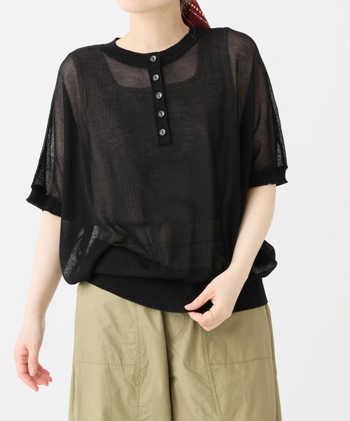 tシャツ 半袖 シアーニットヘンリープルオーバー レディース | ハートマーケット | 09