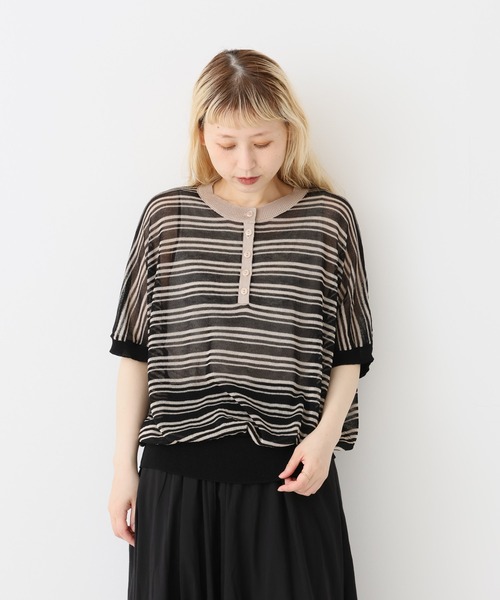 tシャツ 半袖 シアーニットヘンリープルオーバー レディース | ハートマーケット | 12